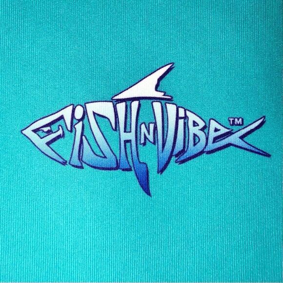 Fish & Vibe Long Sleeve Performance Fishing Shirt in Aqua Men’s Small - Picture 5 of 8